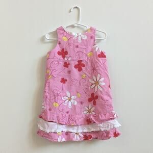 Florence Eiseman Y2K Shift Dress Girls Sz 4 Pink Floral Preppy Boutique